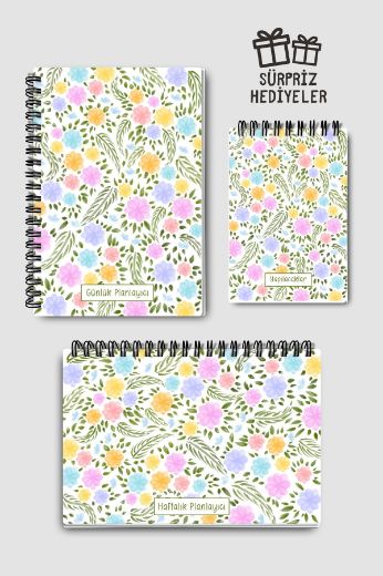 Pastel Çiçekli 3'lü Planlama Seti resmi