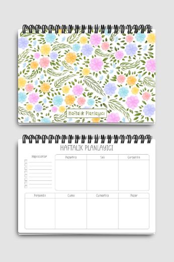 Pastel Çiçekli 3'lü Planlama Seti resmi