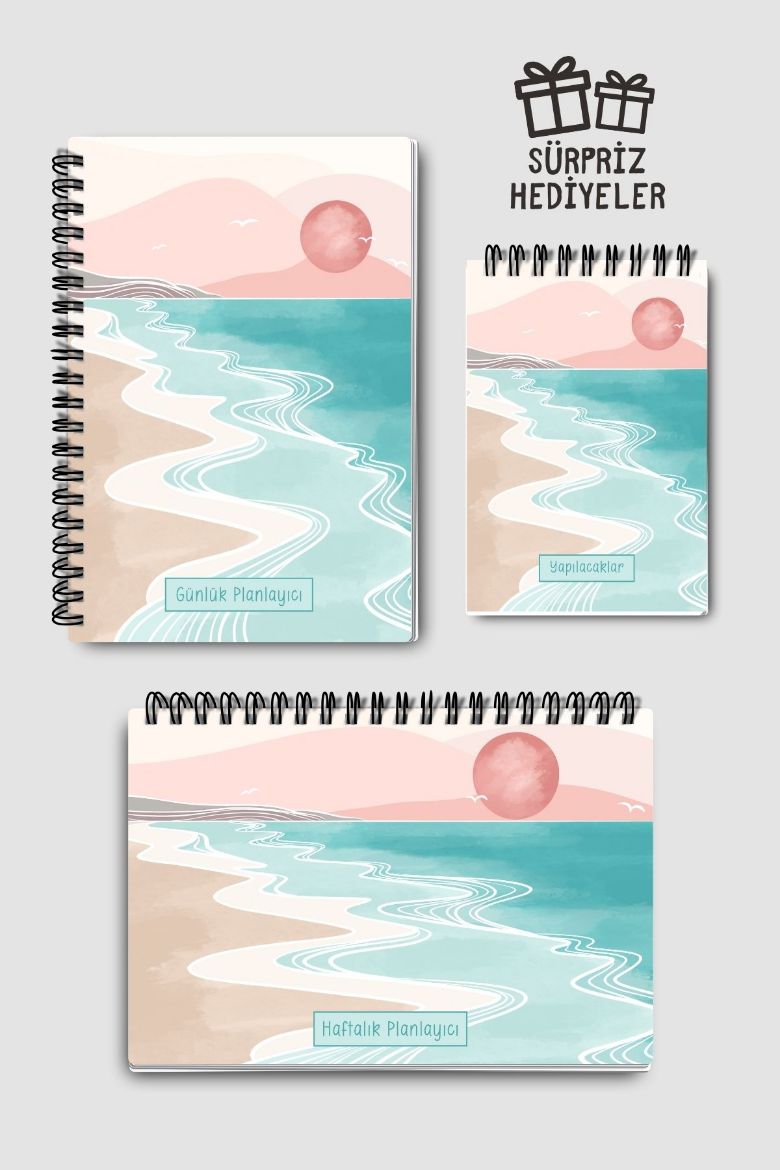 Pembe Boho 3'lü Planlama Seti resmi