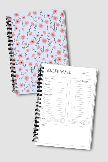 Pembe Çiçekli 3'lü Planlama Seti resmi