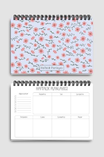 Pembe Çiçekli 3'lü Planlama Seti resmi