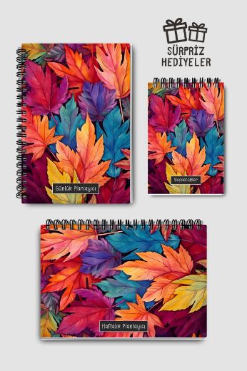 Renkli Yapraklı 3'lü Planlama Seti resmi