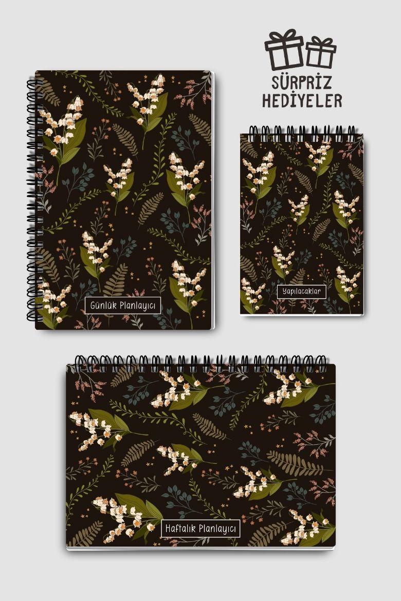 Ters Çiçekli 3'lü Planlama Seti resmi