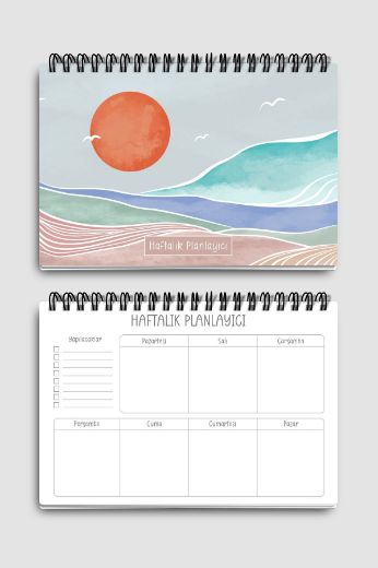 Turuncu Boho 3'lü Planlama Seti resmi