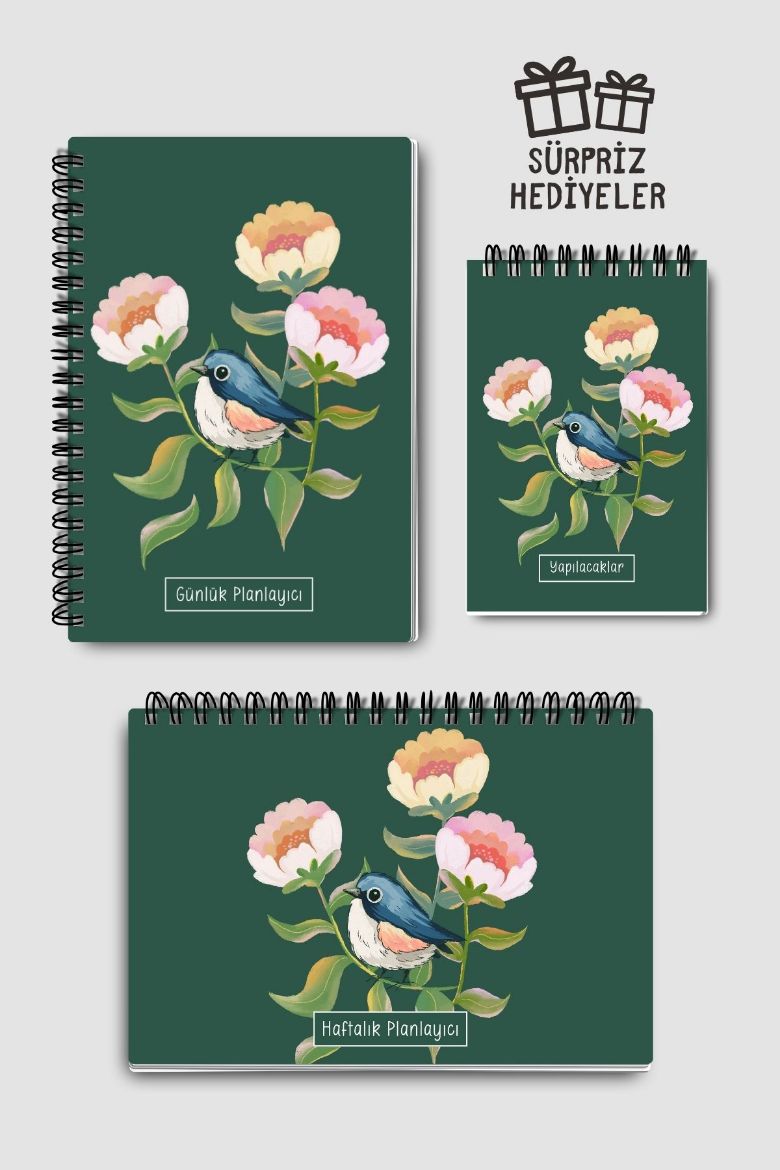 Yeşil Kuşlu 3'lü Planlama Seti resmi