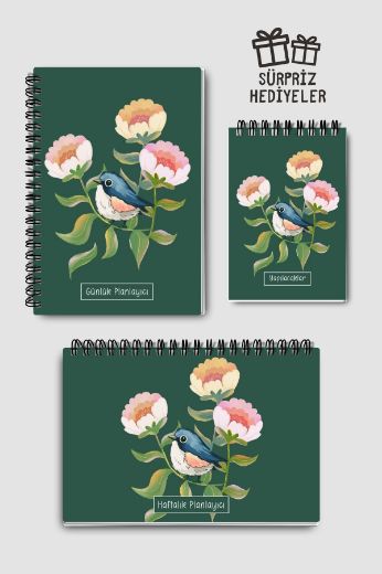 Yeşil Kuşlu 3'lü Planlama Seti resmi