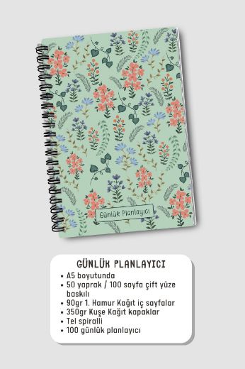 Yeşil Çiçekli 3'lü Planlama Seti resmi