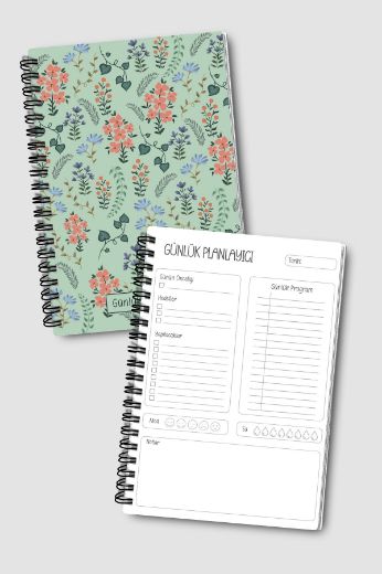 Yeşil Çiçekli 3'lü Planlama Seti resmi