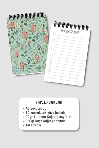 Yeşil Çiçekli 3'lü Planlama Seti resmi