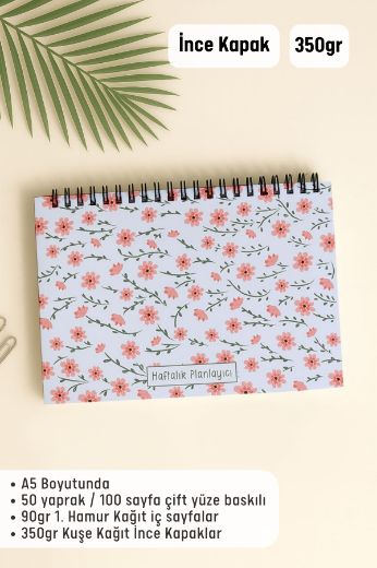 Pembe Çiçekli Haftalık Planlayıcı resmi