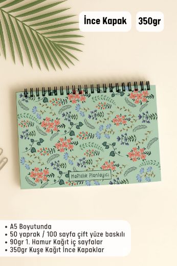 Yeşil Çiçekli Haftalık Planlayıcı resmi