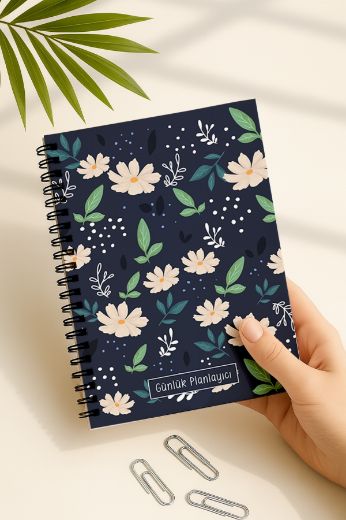 Beyaz Çiçekli Günlük Planlayıcı resmi