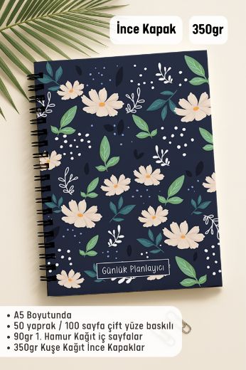 Beyaz Çiçekli Günlük Planlayıcı resmi