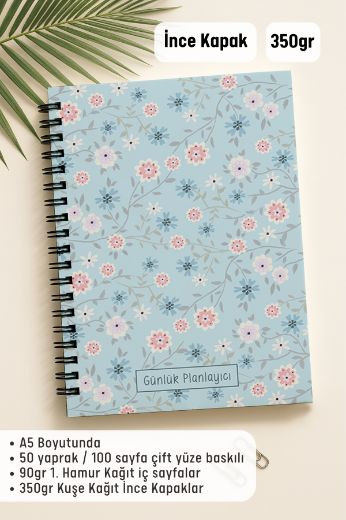 Mavi Çiçekli Günlük Planlayıcı resmi