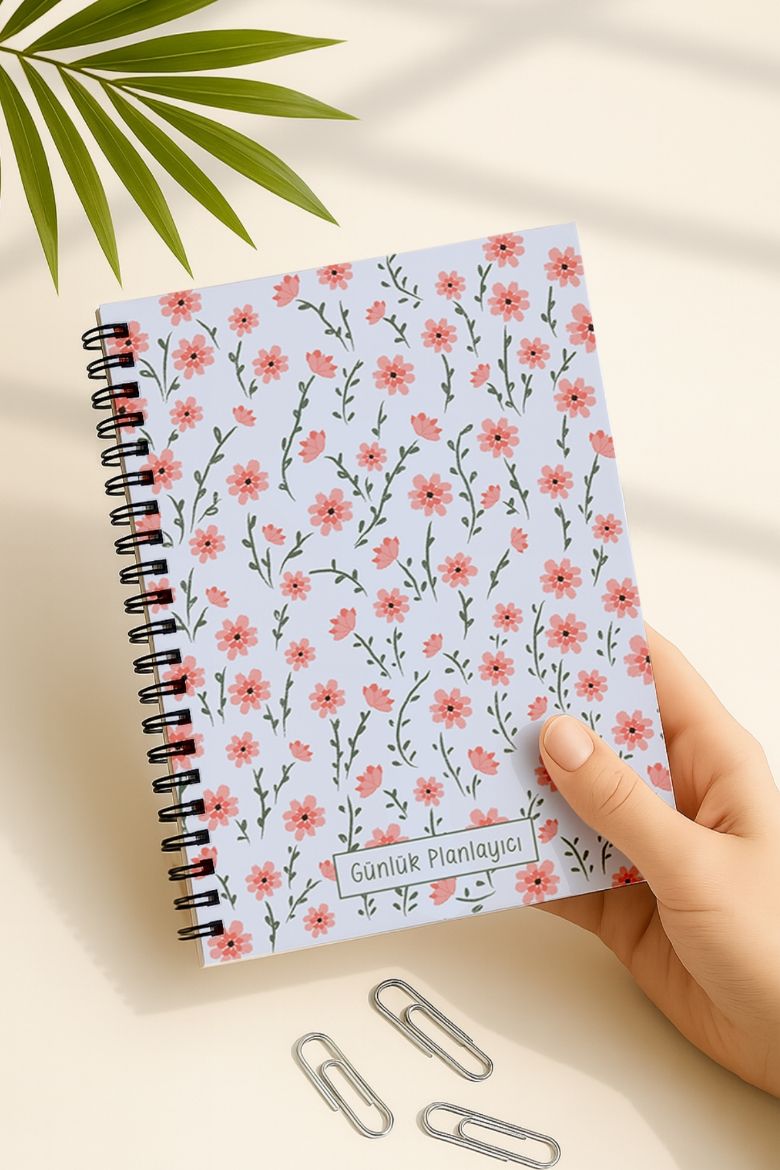 Pembe Çiçekli Günlük Planlayıcı resmi