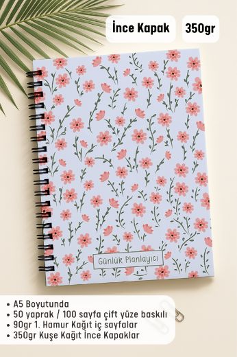Pembe Çiçekli Günlük Planlayıcı resmi