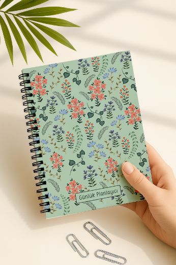 Yeşil Çiçekli Günlük Planlayıcı resmi