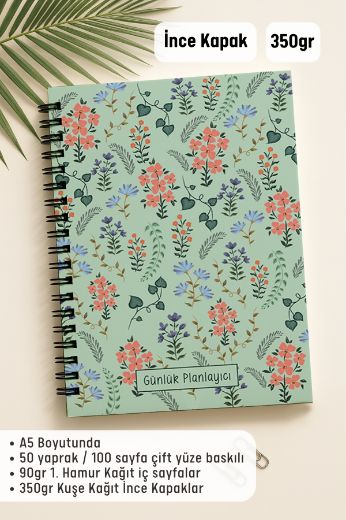 Yeşil Çiçekli Günlük Planlayıcı resmi