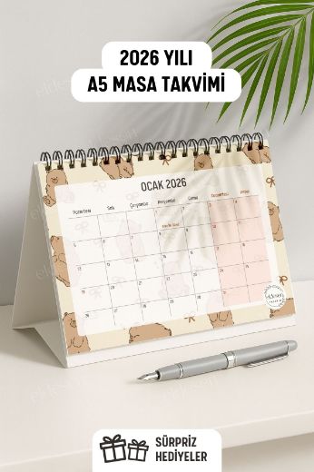 Ayıcık 2026 Yılı Aylık Masa Takvimi Spiralli A5 resmi