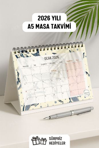 Balinalar 2026 Yılı Aylık Masa Takvimi Spiralli A5 resmi