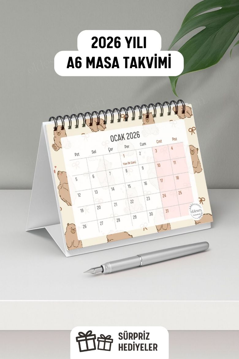 Ayıcık 2025 Yılı Aylık Masa Takvimi Spiralli A6 resmi