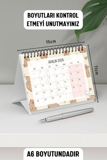 Ayıcık 2025 Yılı Aylık Masa Takvimi Spiralli A6 resmi