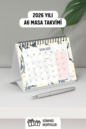 Balinalar 2025 Yılı Aylık Masa Takvimi Spiralli A6 resmi
