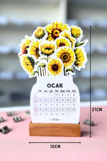 Ayçiçek 2026 Kayın Ağacı Standlı Masaüstü Takvim resmi