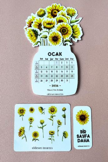 Ayçiçek 2026 Kayın Ağacı Standlı Masaüstü Takvim resmi
