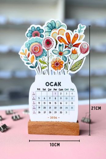 Soft Çiçek 2026 Kayın Ağacı Standlı Masaüstü Takvim resmi