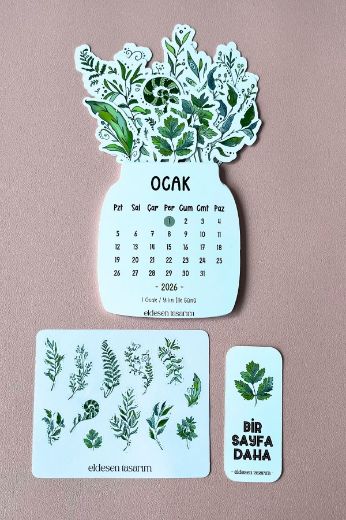 Yapraklı 2026 Kayın Ağacı Standlı Masaüstü Takvim resmi