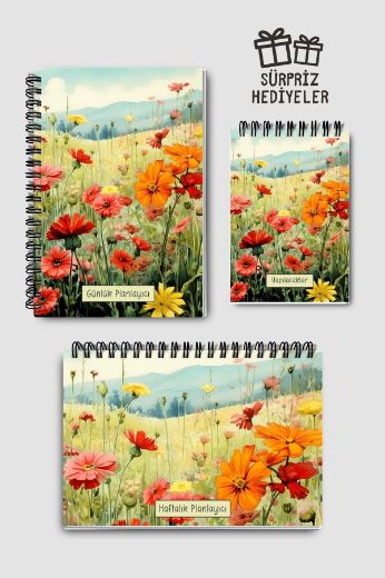 Açık Çiçekli 3'lü Planlama Seti resmi