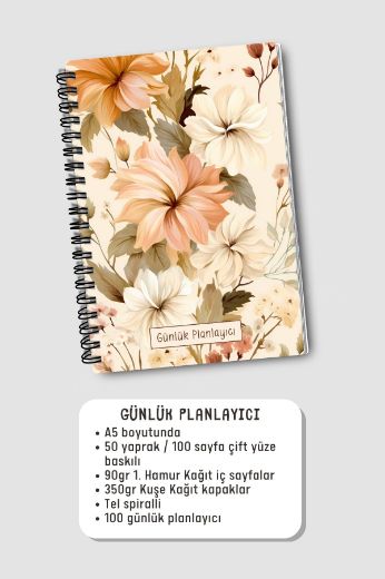 Bej Çiçek 3'lü Planlama Seti resmi