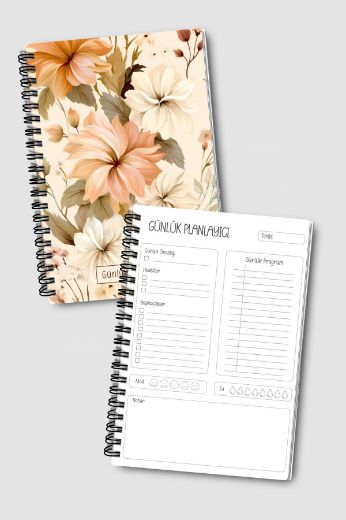 Bej Çiçek 3'lü Planlama Seti resmi