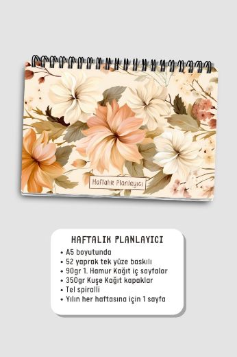 Bej Çiçek 3'lü Planlama Seti resmi