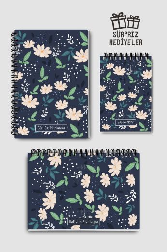 Beyaz Çiçekli 3'lü Planlama Seti resmi