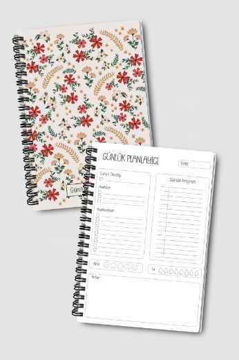 Kırmızı Çiçekli 3'lü Planlama Seti resmi