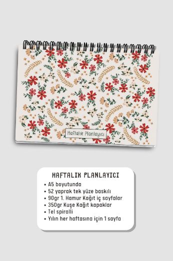 Kırmızı Çiçekli 3'lü Planlama Seti resmi