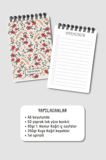 Kırmızı Çiçekli 3'lü Planlama Seti resmi