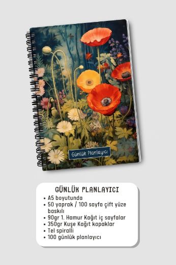 Koyu Çiçekli 3'lü Planlama Seti resmi