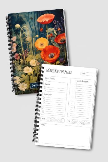 Koyu Çiçekli 3'lü Planlama Seti resmi