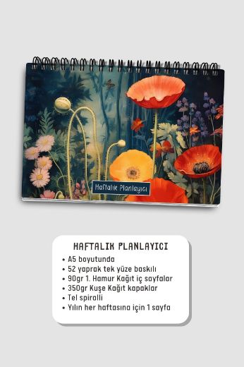 Koyu Çiçekli 3'lü Planlama Seti resmi