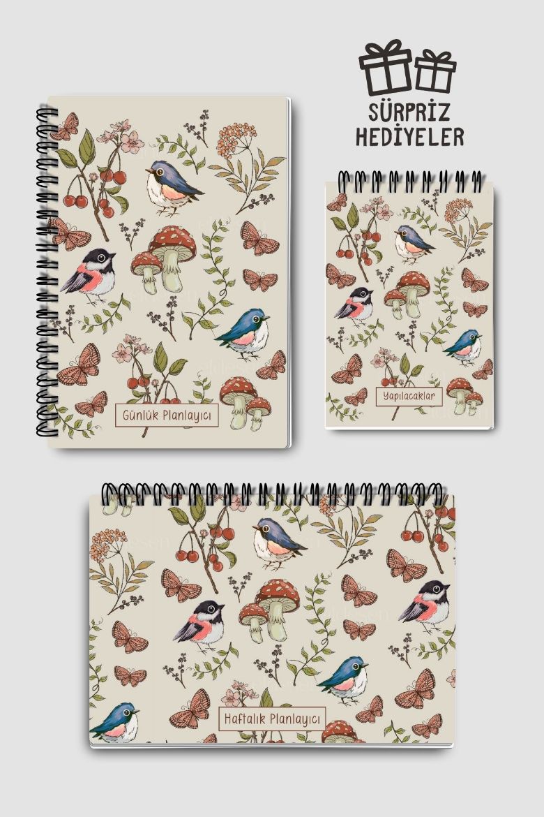 Kuş ve Mantar 3'lü Planlama Seti resmi