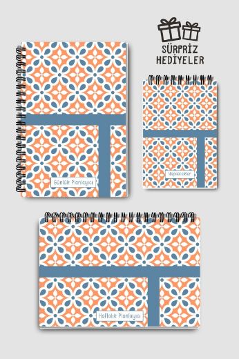 Mavi Çizgili 3'lü Planlama Seti resmi