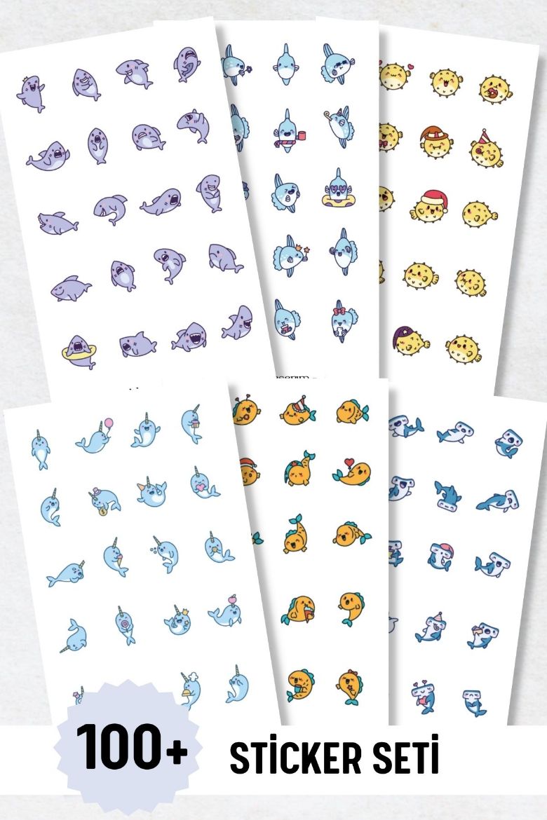 Balıklar 6'lı Sticker Seti resmi