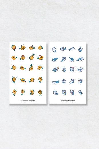 Balıklar 6'lı Sticker Seti resmi