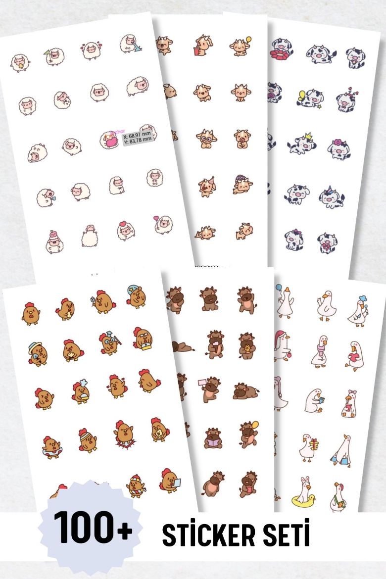 Çiftlik Hayvan 6'lı Sticker Seti resmi