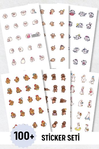 Çiftlik Hayvan 6'lı Sticker Seti resmi