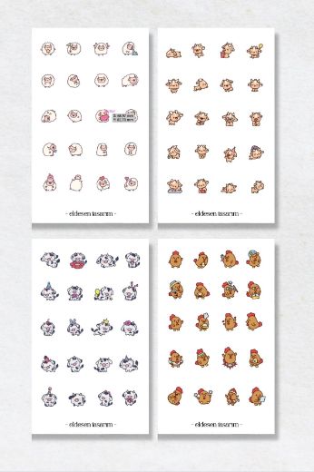 Çiftlik Hayvan 6'lı Sticker Seti resmi