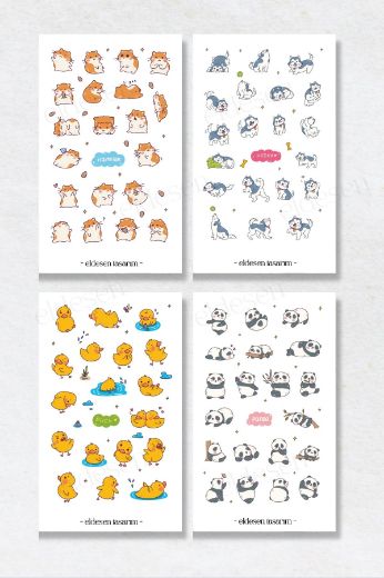 Hayvanlar 6'lı Sticker Seti resmi